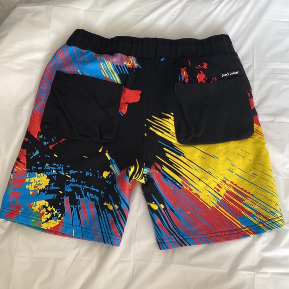 BKYS Lucky Charm Black Keys Sweatshorts Men M Feeling Lucky Bunny Pull On String - Picture 3 of 15